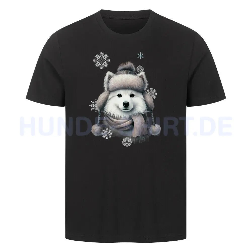 Premium T-Shirt "American Eskimo Winter" Schwarz – hunde-shirt.de