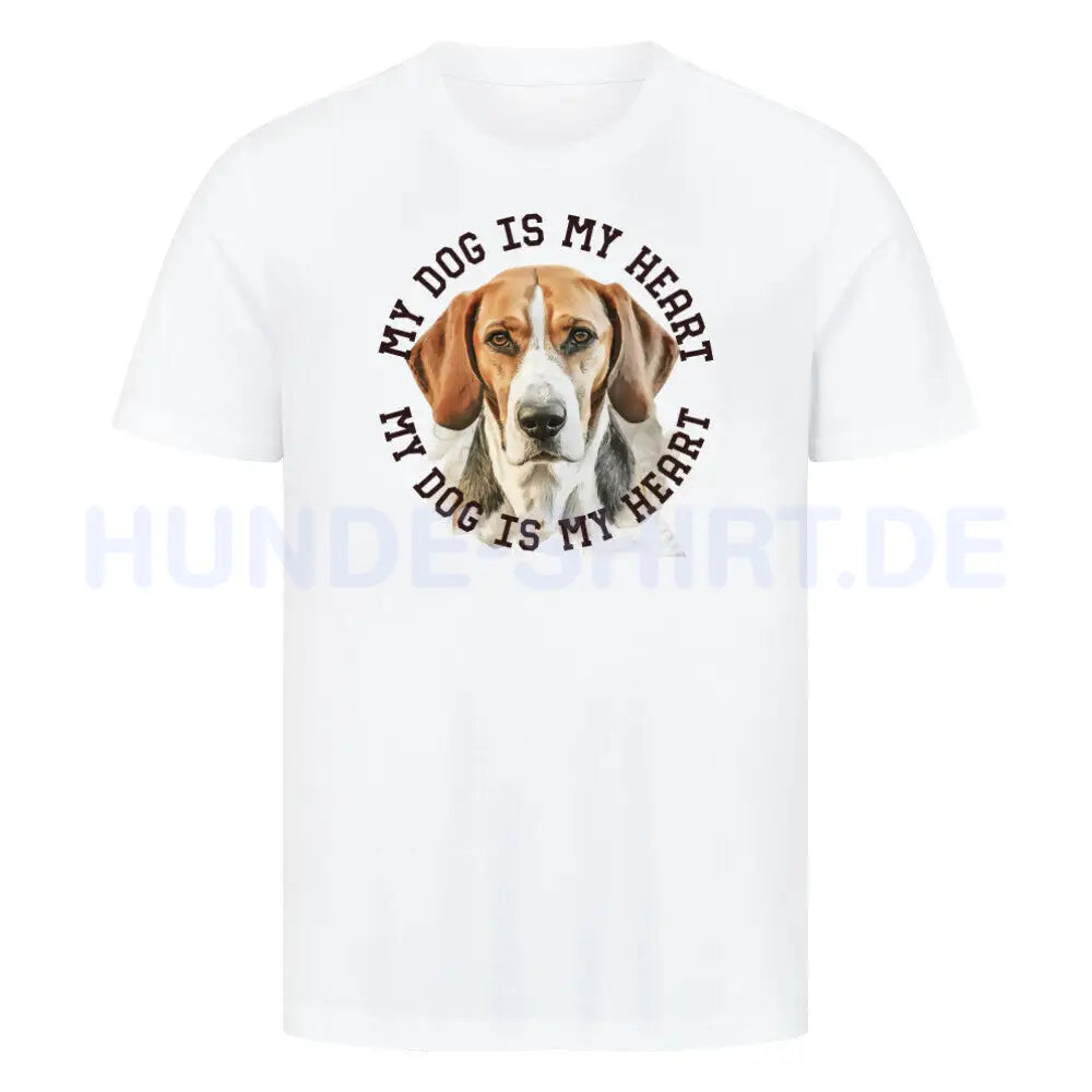 Premium T-Shirt "American Foxhound HEART" Weiß – hunde-shirt.de