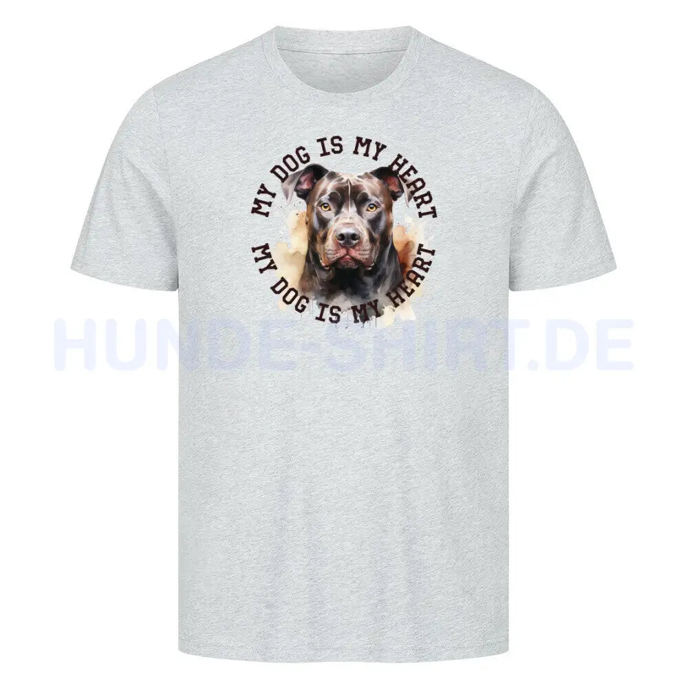 Premium T-Shirt "American Pit Bull Terrier HEART 2" Heather Grey – hunde-shirt.de