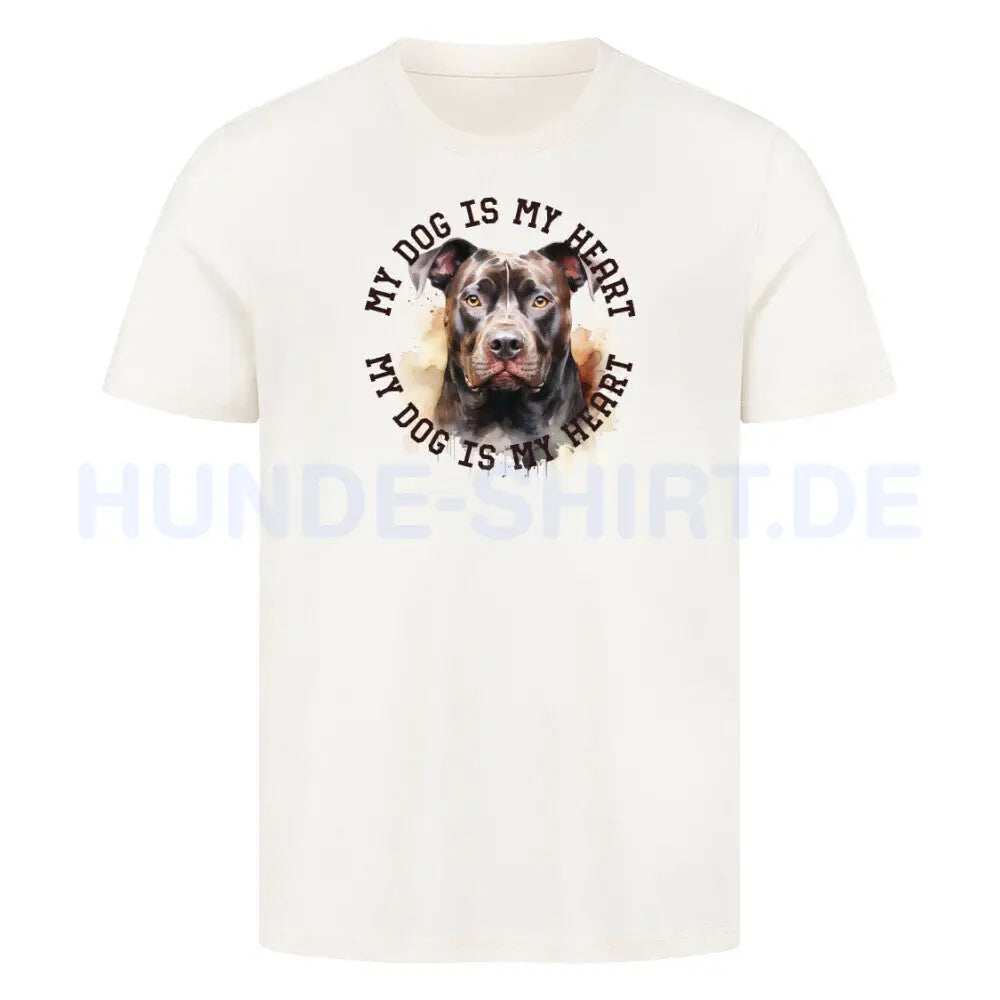 Premium T-Shirt "American Pit Bull Terrier HEART 2" Natural Raw – hunde-shirt.de