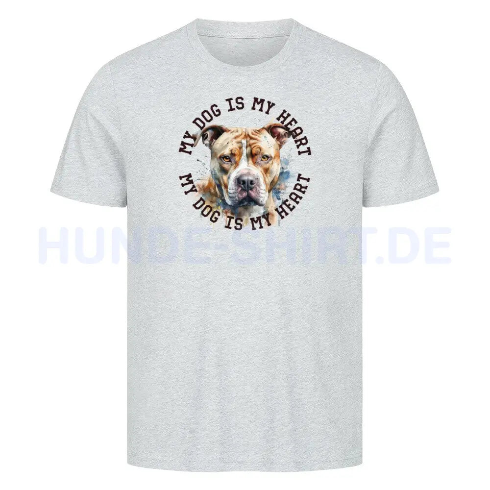 Premium T-Shirt "American Pit Bull Terrier HEART" Heather Grey – hunde-shirt.de