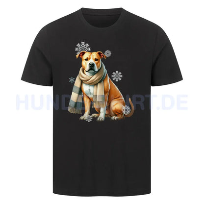 Premium T-Shirt "American Pit Bull Terrier Winter" Schwarz – hunde-shirt.de