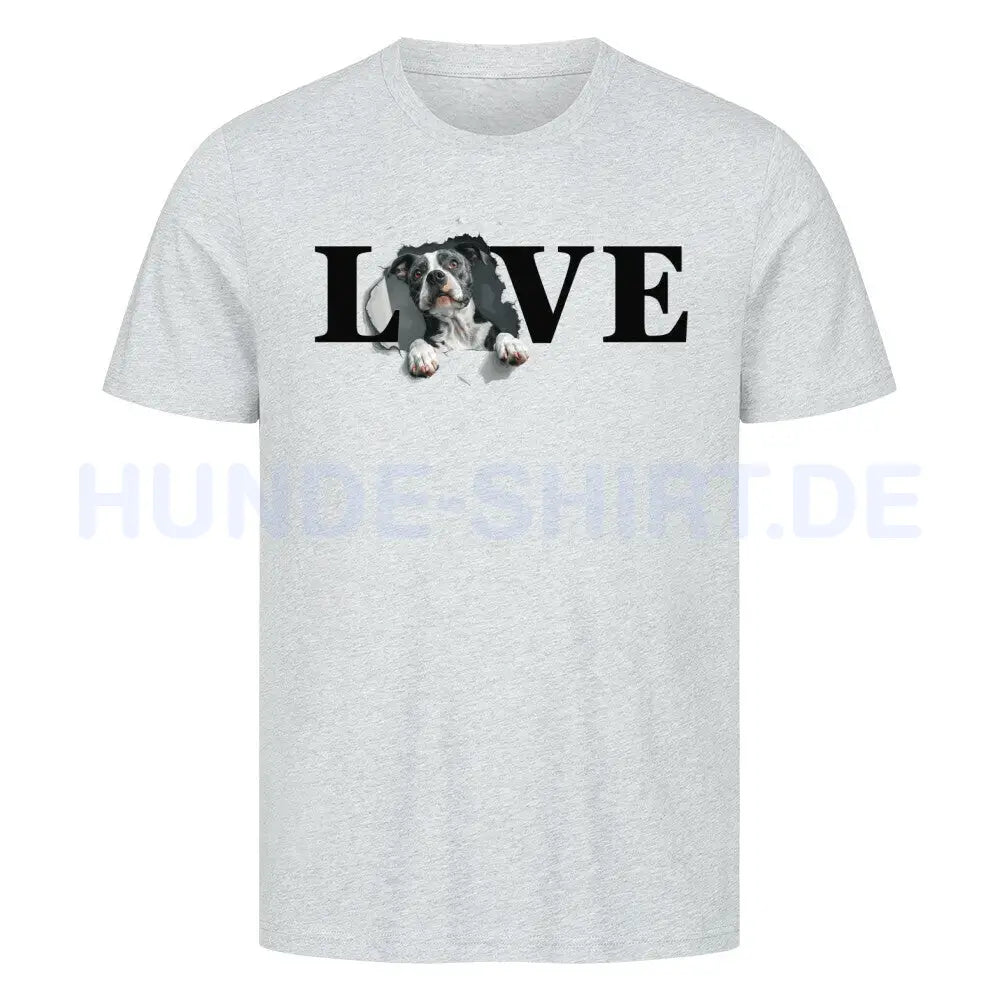 Premium T-Shirt "AmStaff LOVE" Heather Grey – hunde-shirt.de