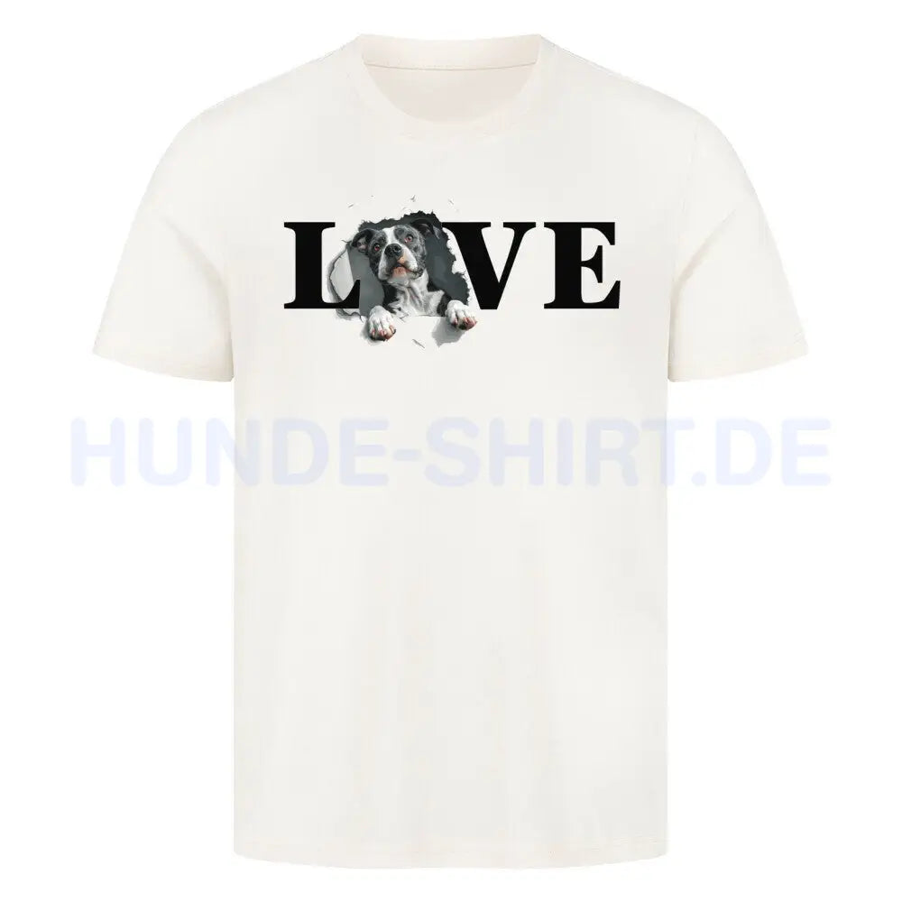 Premium T-Shirt "AmStaff LOVE" Natural Raw – hunde-shirt.de