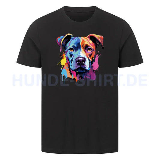 Premium T-Shirt "AmStaff Puppy - Paint" Schwarz – hunde-shirt.de