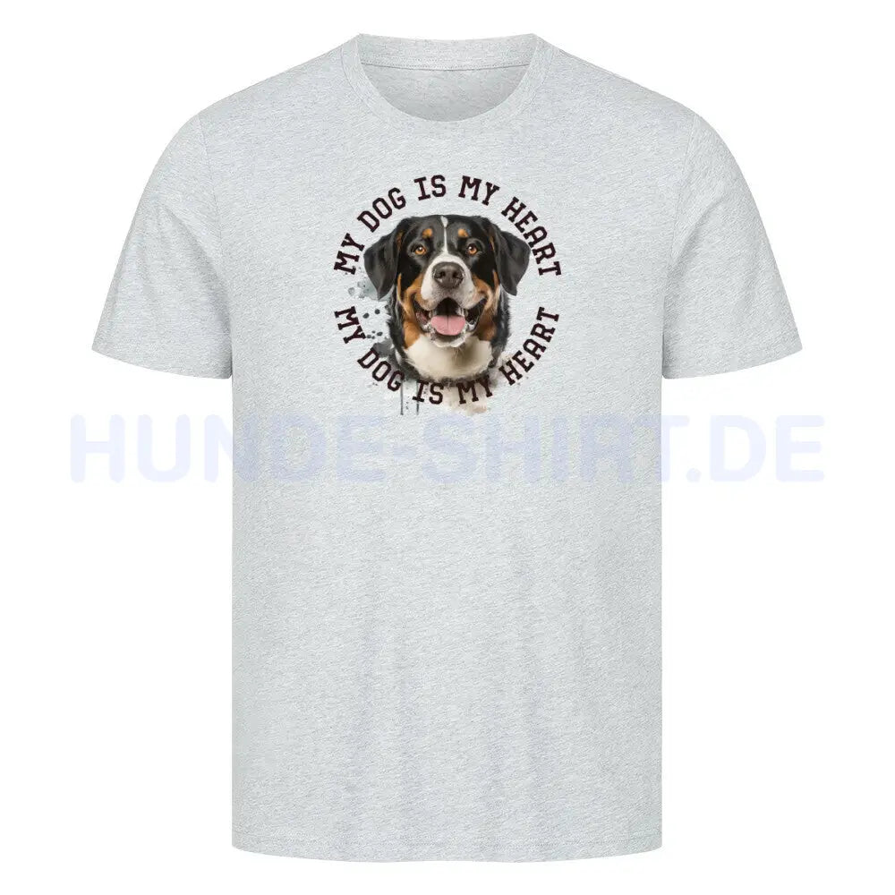 Premium T-Shirt "Appenzeller Sennenhund HEART" Heather Grey – hunde-shirt.de