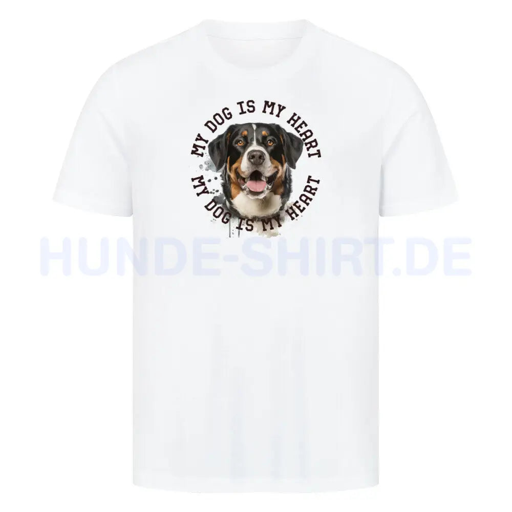 Premium T-Shirt "Appenzeller Sennenhund HEART" Weiß – hunde-shirt.de