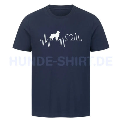 Premium T-Shirt "Australian Shepherd - Heartbeat" French Navy – hunde-shirt.de