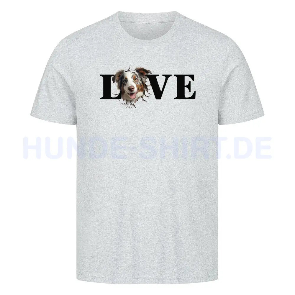 Premium T-Shirt "Australian Shepherd LOVE" Heather Grey – hunde-shirt.de