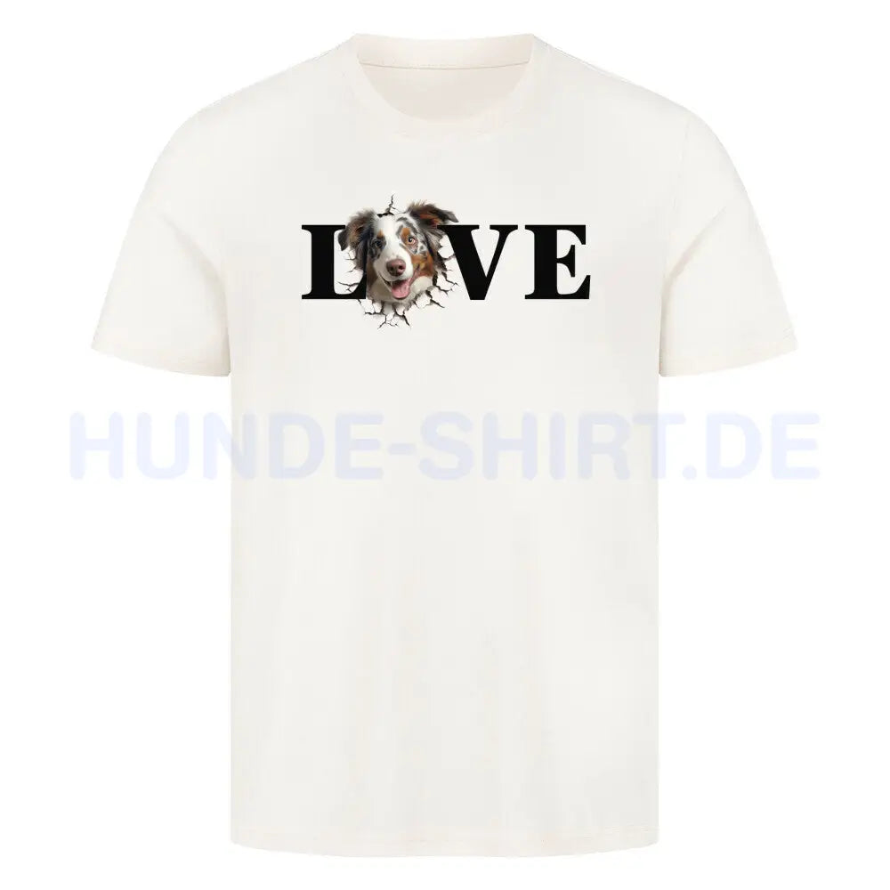 Premium T-Shirt "Australian Shepherd LOVE" Natural Raw – hunde-shirt.de