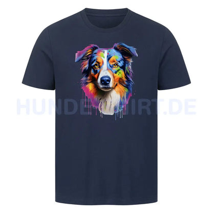 Premium T-Shirt "Australian Shepherd Paint" French Navy – hunde-shirt.de