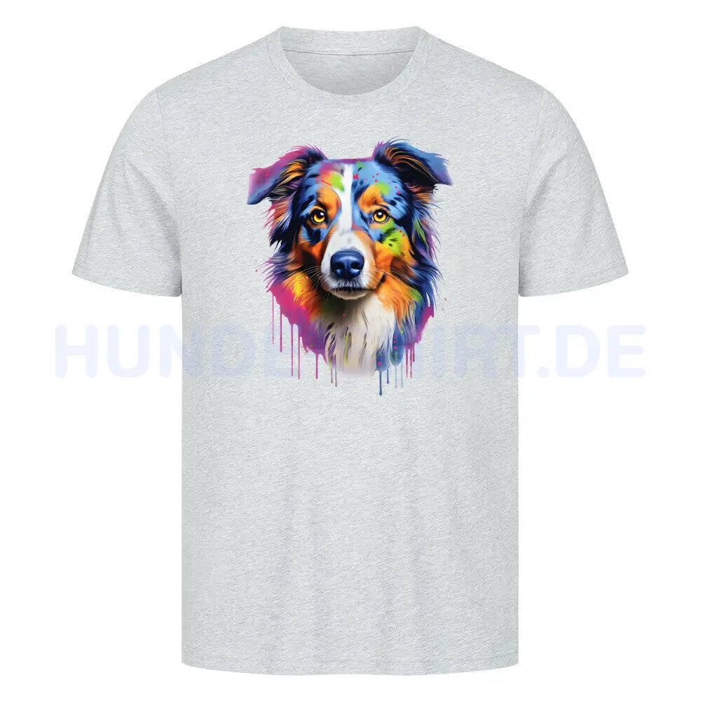 Premium T-Shirt "Australian Shepherd Paint" Heather Grey – hunde-shirt.de