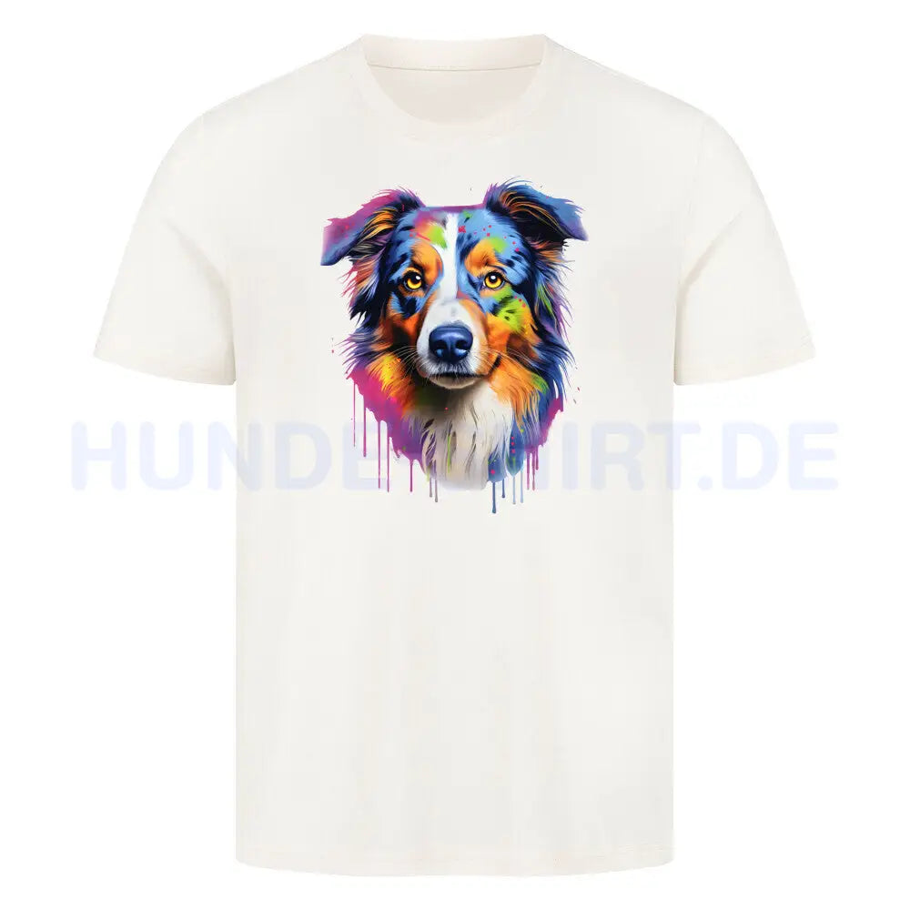 Premium T-Shirt "Australian Shepherd Paint" Natural Raw – hunde-shirt.de