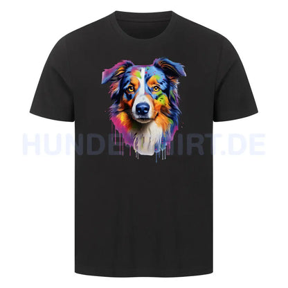 Premium T-Shirt "Australian Shepherd Paint" Schwarz – hunde-shirt.de