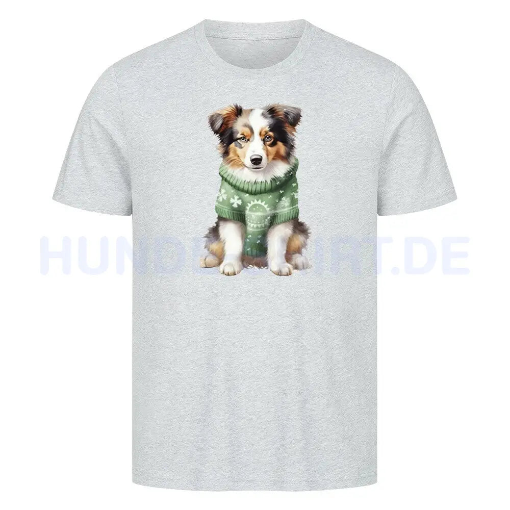 Premium T-Shirt "Australian Shepherd - Winterbub" Heather Grey – hunde-shirt.de