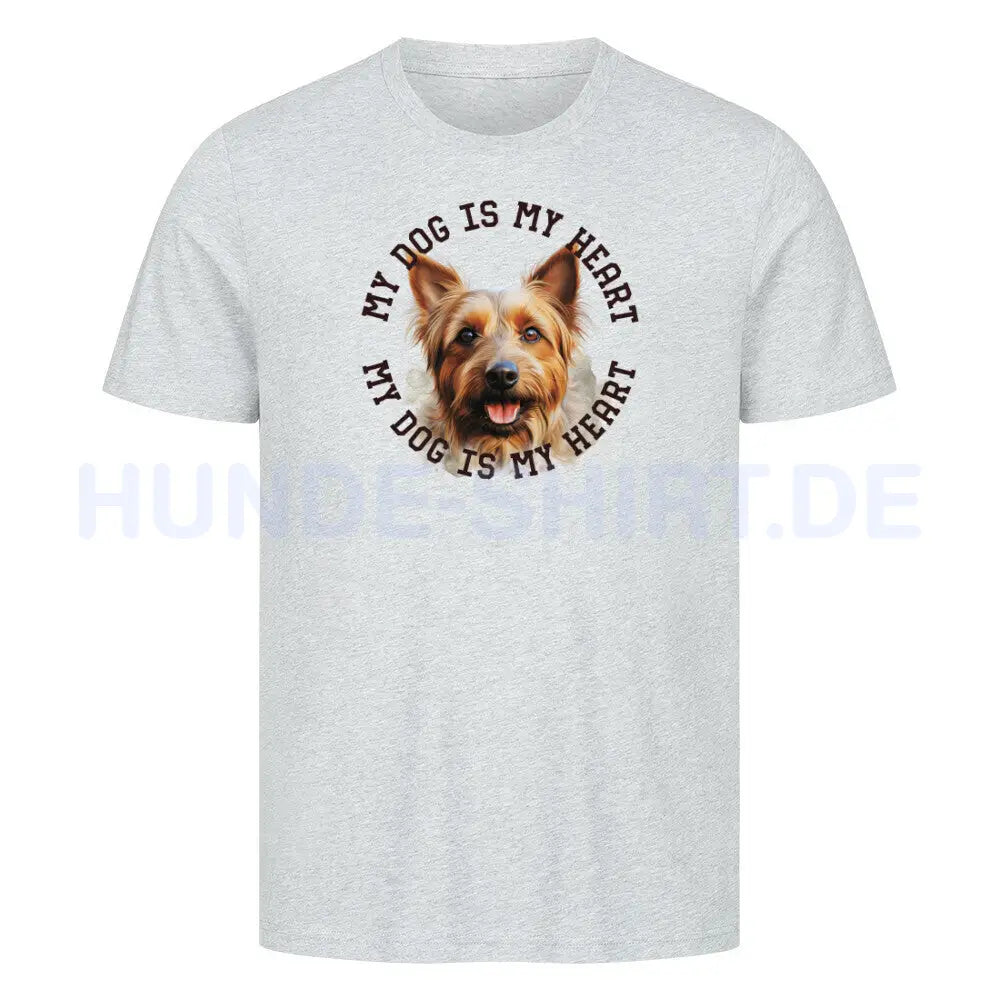 Premium T-Shirt "Australian Terrier HEART" Heather Grey – hunde-shirt.de