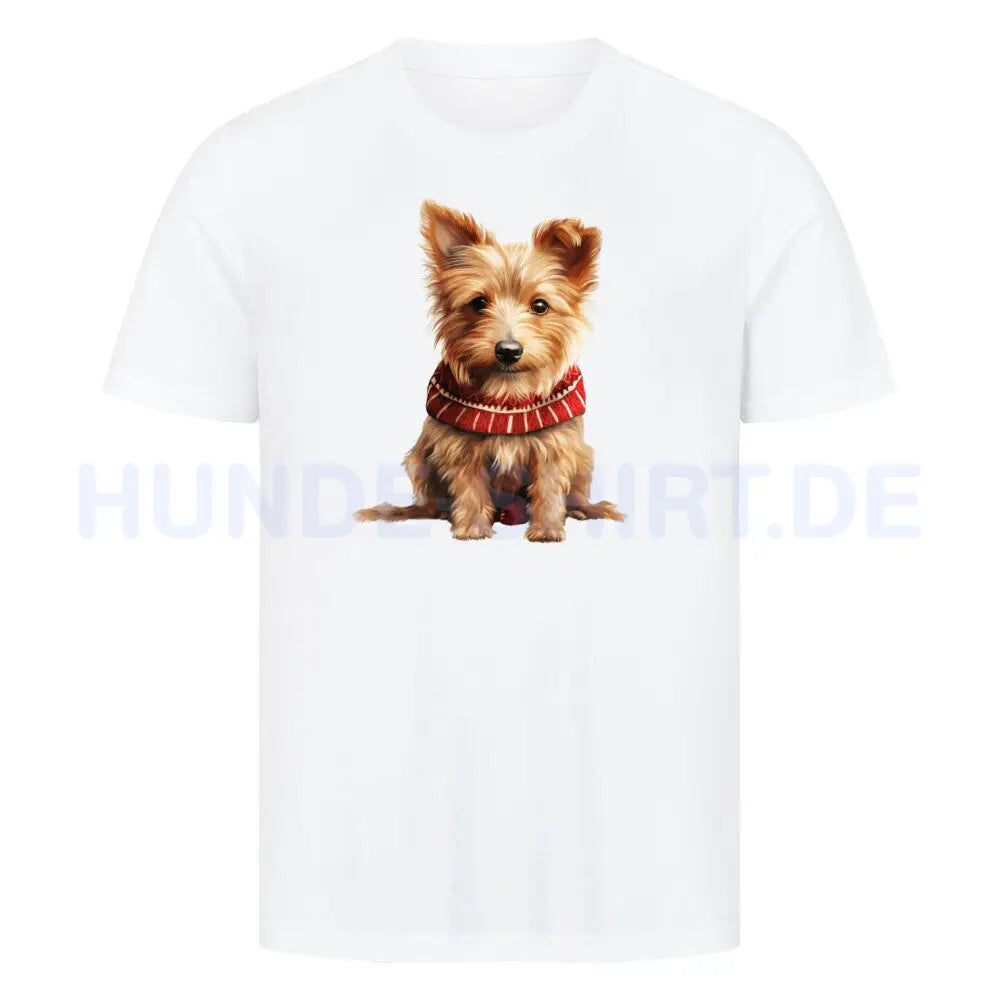 Premium T-Shirt "Australian Terrier - Winter" Weiß – hunde-shirt.de