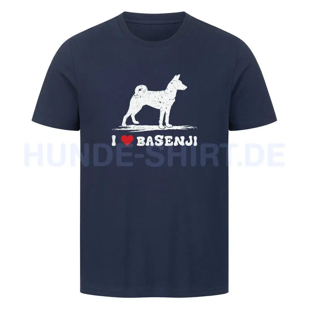 Premium T-Shirt "Basenji - Heart" French Navy – hunde-shirt.de