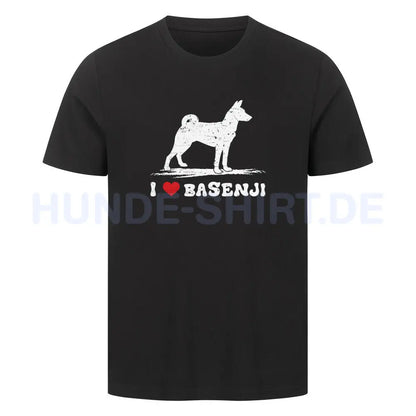 Premium T-Shirt "Basenji - Heart" Schwarz – hunde-shirt.de