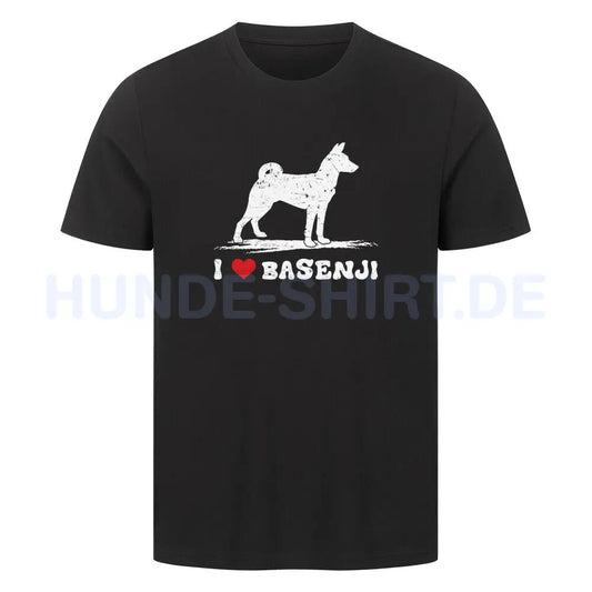 Premium T-Shirt "Basenji - Heart" Schwarz – hunde-shirt.de