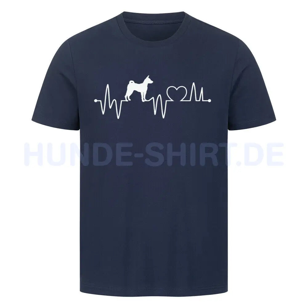 Premium T-Shirt "Basenji - Heartbeat" French Navy – hunde-shirt.de