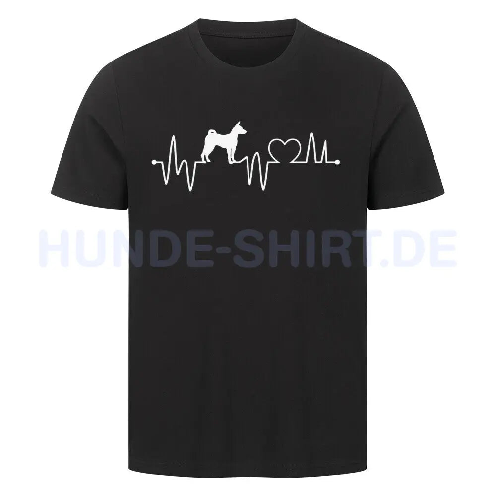 Premium T-Shirt "Basenji - Heartbeat" Schwarz – hunde-shirt.de