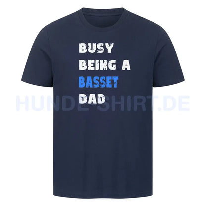 Premium T-Shirt "Basset - Busy DAD" French Navy – hunde-shirt.de