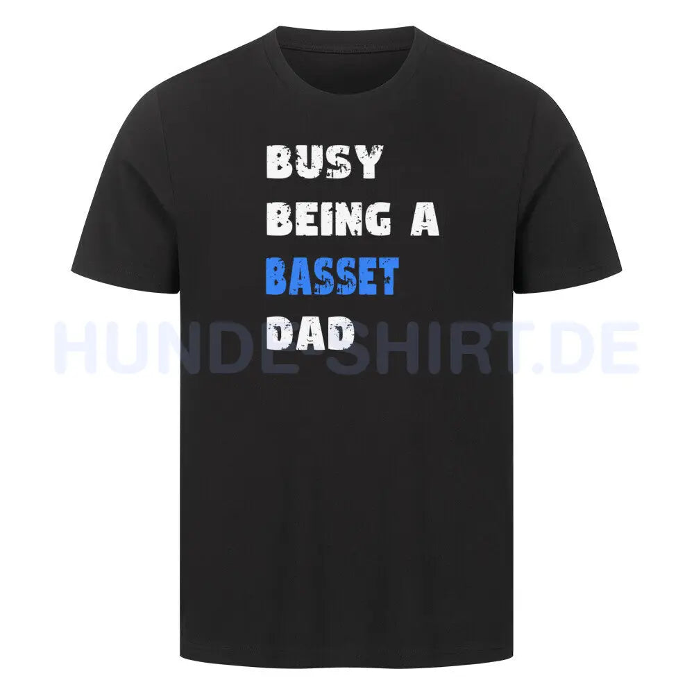 Premium T-Shirt "Basset - Busy DAD" Schwarz – hunde-shirt.de