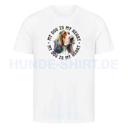 Premium T-Shirt "Basset HEART" Weiß – hunde-shirt.de