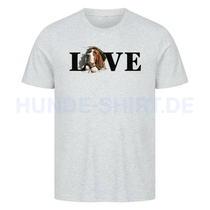 Premium T-Shirt "Basset LOVE" Heather Grey – hunde-shirt.de