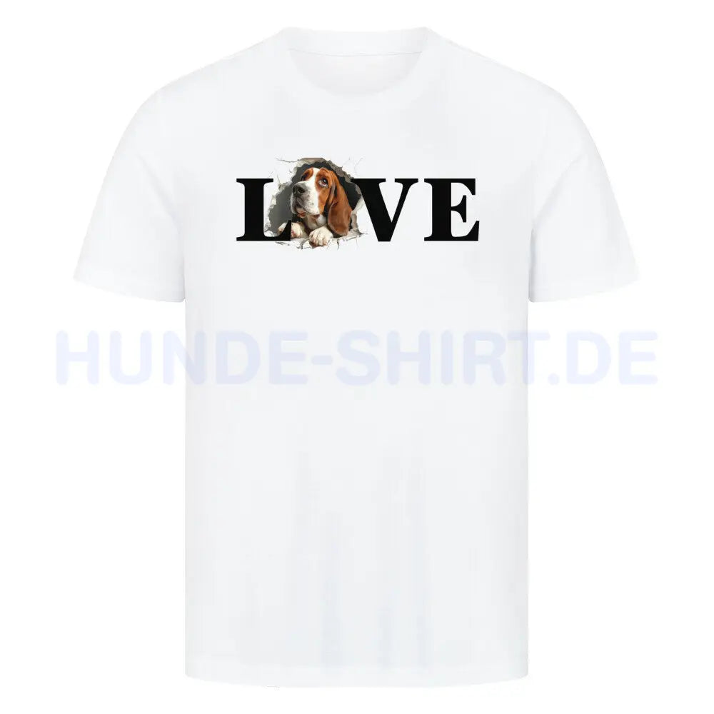 Premium T-Shirt "Basset LOVE" Weiß – hunde-shirt.de