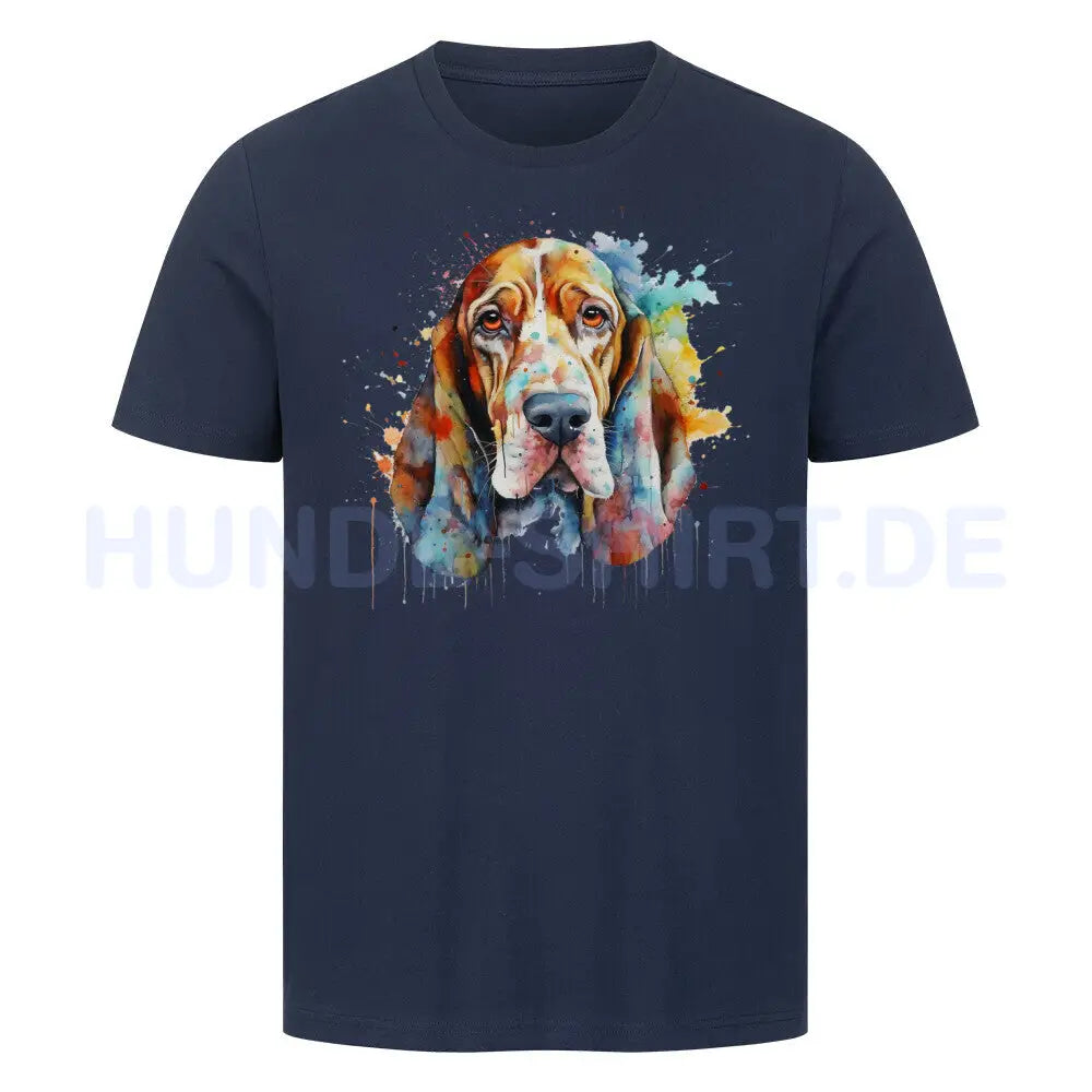 Premium T-Shirt "Basset Paint 2" French Navy – hunde-shirt.de