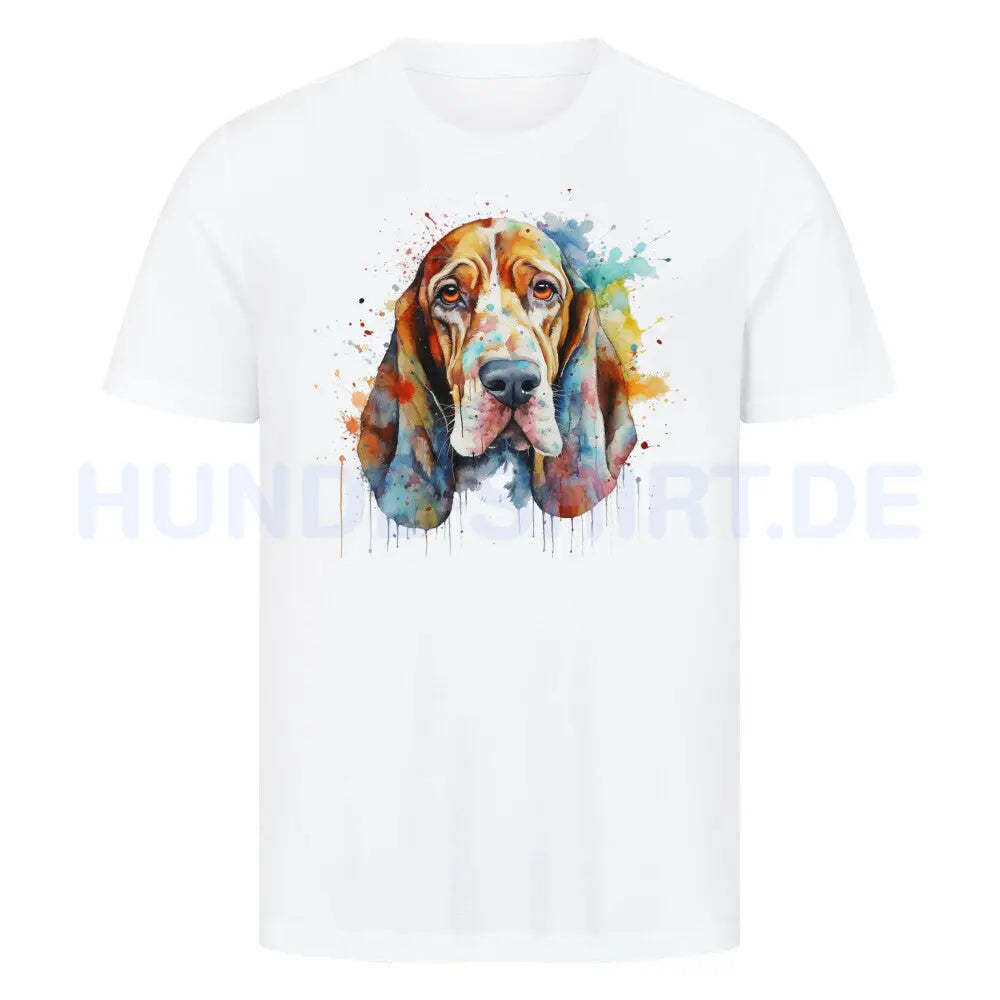 Premium T-Shirt "Basset Paint 2" Weiß – hunde-shirt.de