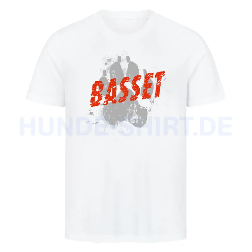 Premium T-Shirt "Basset - PAW" Weiß – hunde-shirt.de