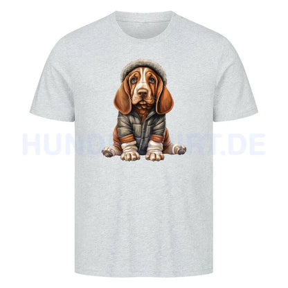 Premium T-Shirt "Basset - Winterbub" Heather Grey – hunde-shirt.de