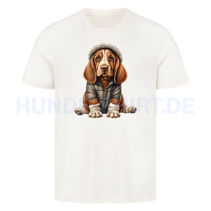 Premium T-Shirt "Basset - Winterbub" Natural Raw – hunde-shirt.de