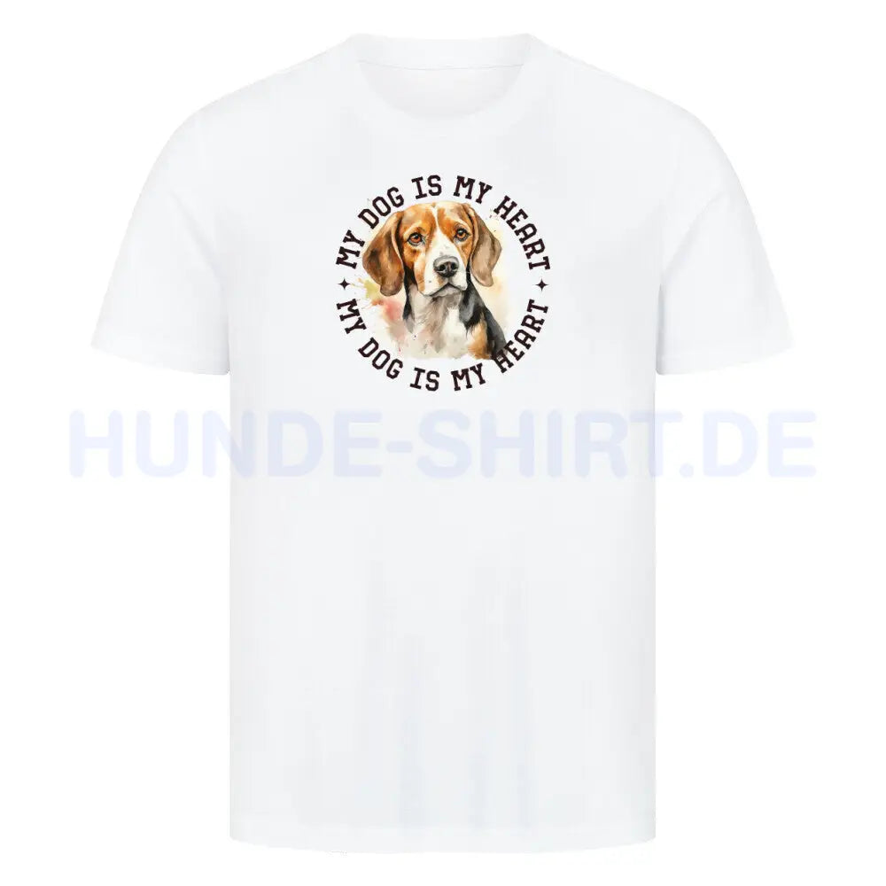 Premium T-Shirt "Beagle HEART" Weiß – hunde-shirt.de