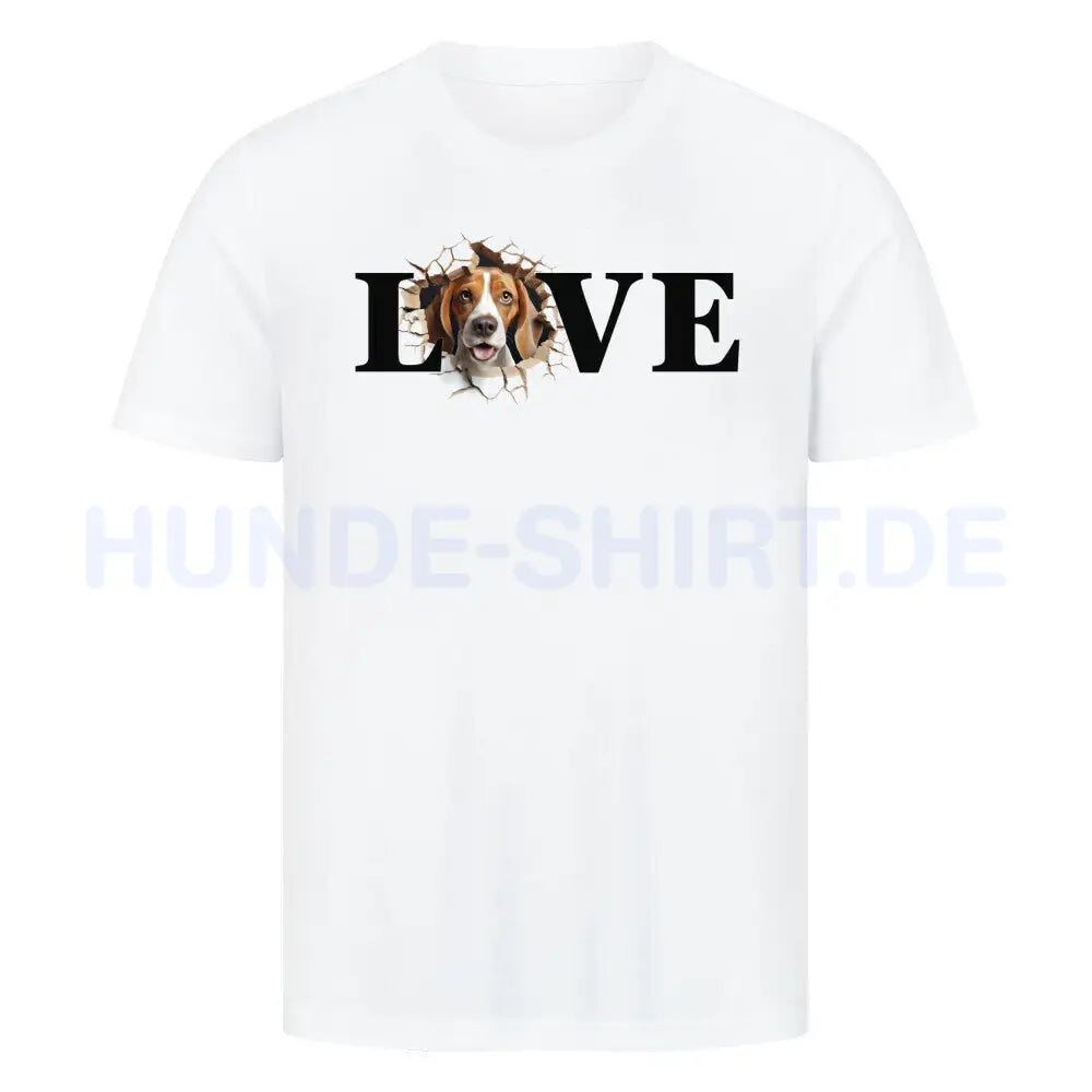 Premium T-Shirt "Beagle LOVE" Weiß – hunde-shirt.de