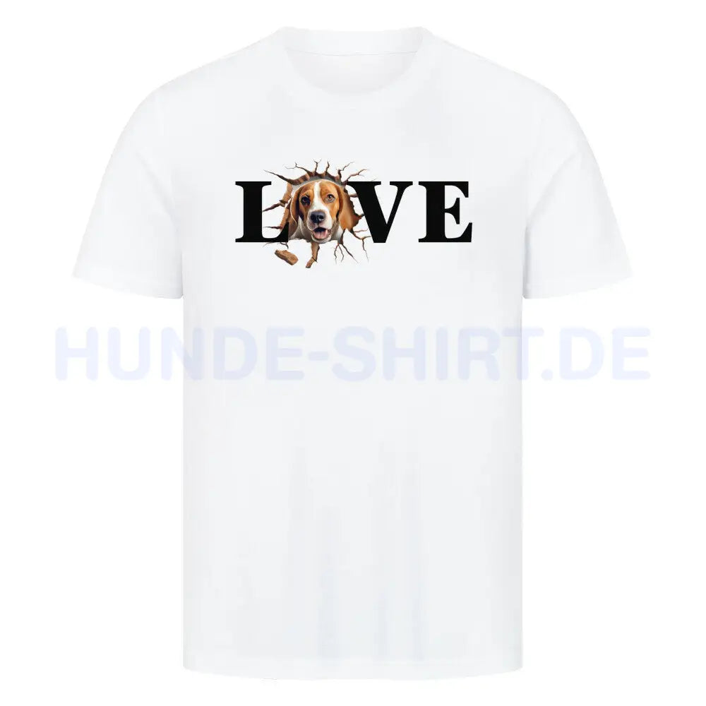 Premium T-Shirt "Beagle LOVE" Weiß – hunde-shirt.de