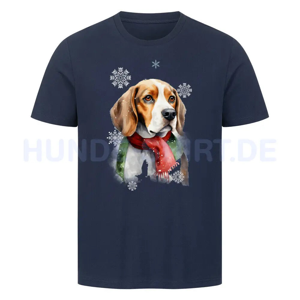 Premium T-Shirt "Beagle WINTER" French Navy – hunde-shirt.de