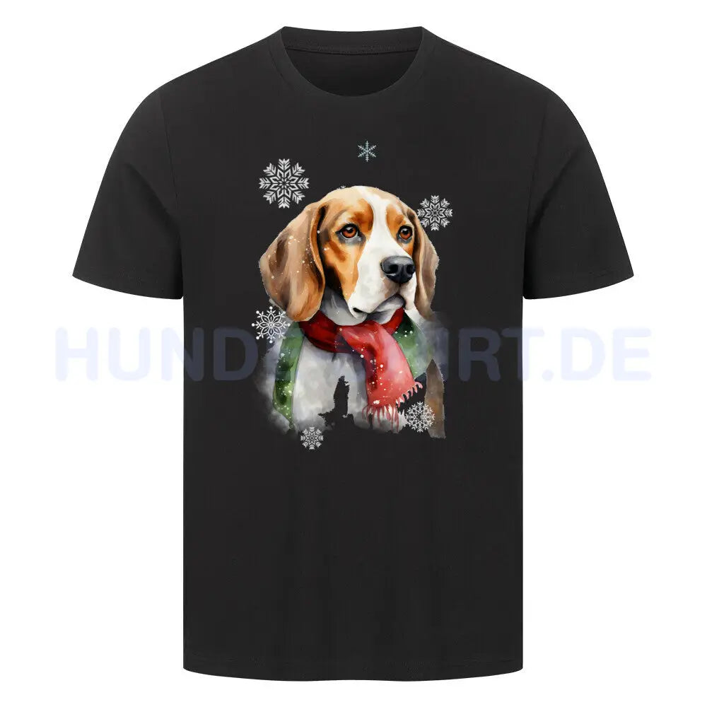 Premium T-Shirt "Beagle WINTER" Schwarz – hunde-shirt.de