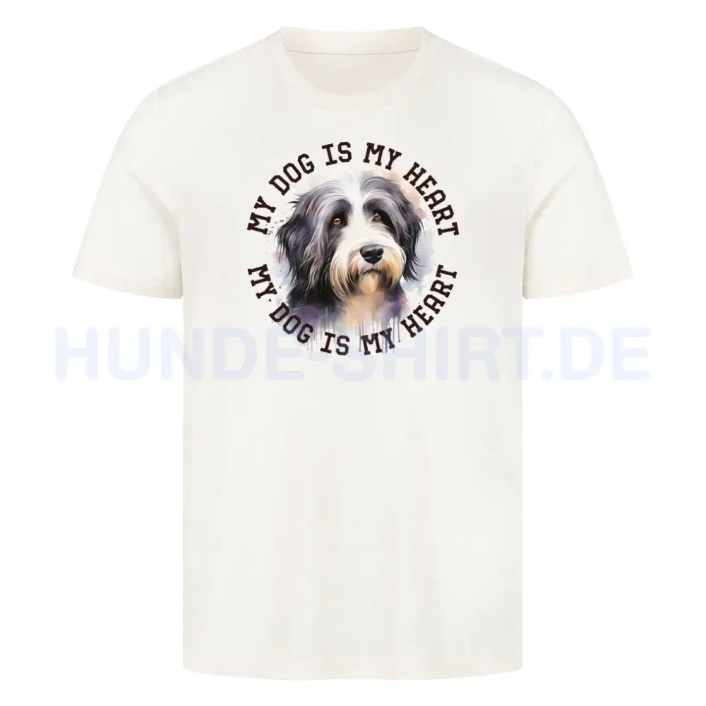 Premium T-Shirt "Bearded Collie HEART" Natural Raw – hunde-shirt.de