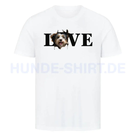 Premium T-Shirt "Bearded Collie LOVE" Weiß – hunde-shirt.de