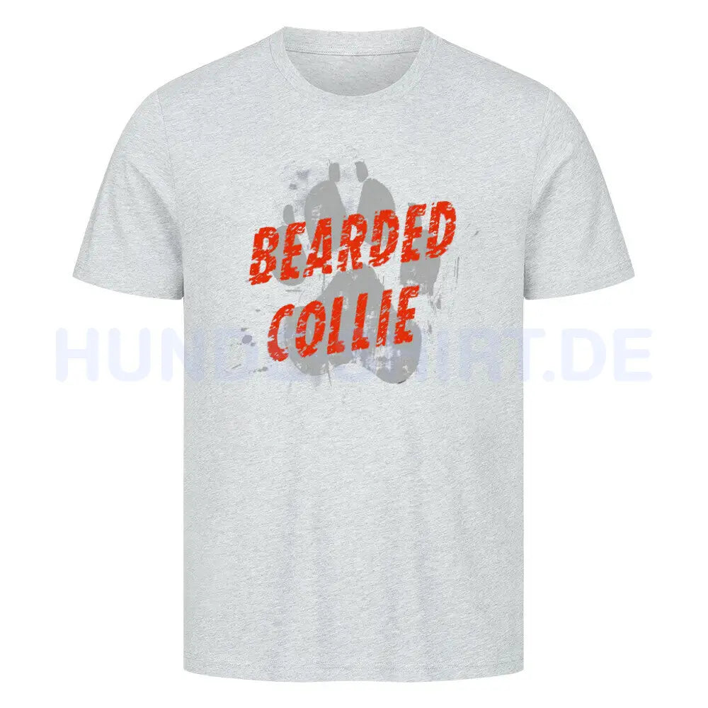 Premium T-Shirt "Bearded Collie - PAW" Heather Grey – hunde-shirt.de