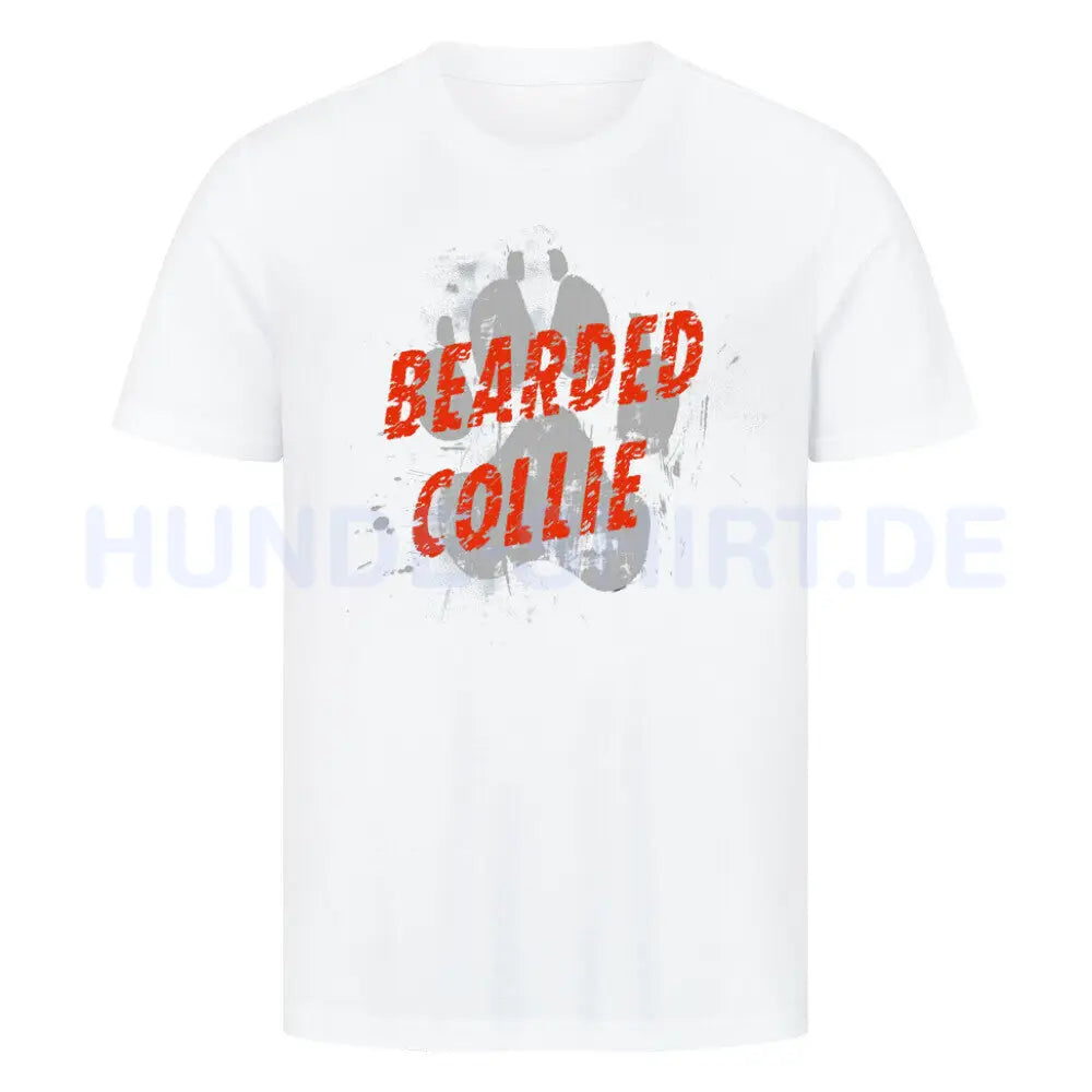 Premium T-Shirt "Bearded Collie - PAW" Weiß – hunde-shirt.de