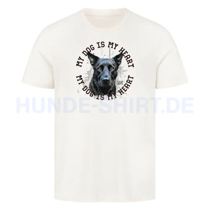 Premium T-Shirt "Belgischer Schäferhund schwarz HEART" Natural Raw – hunde-shirt.de