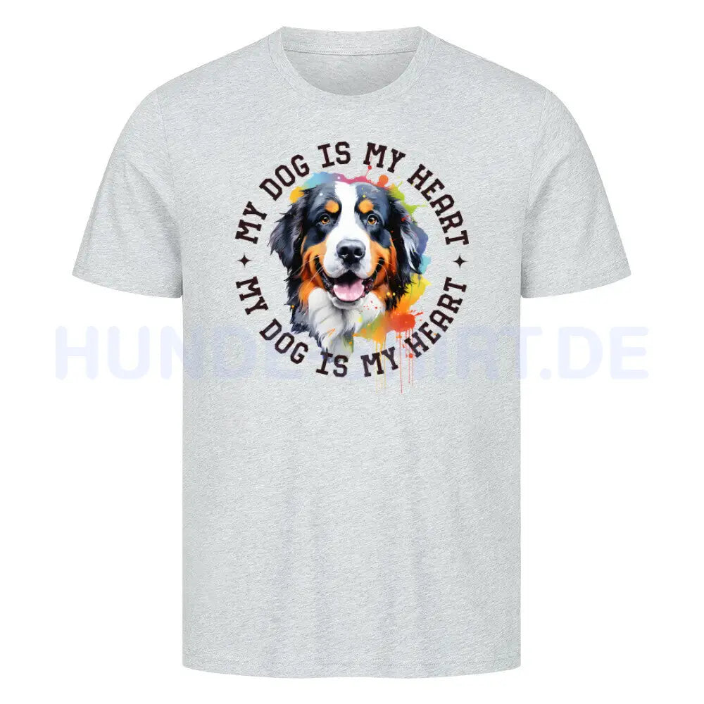 Premium T-Shirt "Berner Sennenhund HEART" Heather Grey – hunde-shirt.de