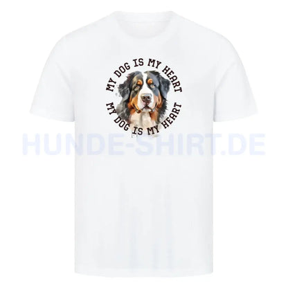 Premium T-Shirt "Berner Sennenhund HEART" Weiß – hunde-shirt.de