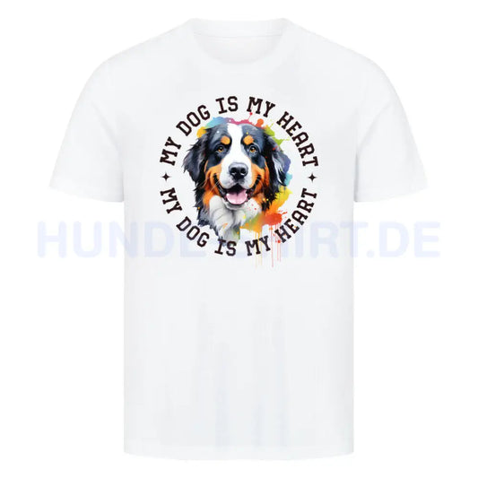 Premium T-Shirt "Berner Sennenhund HEART" Weiß – hunde-shirt.de