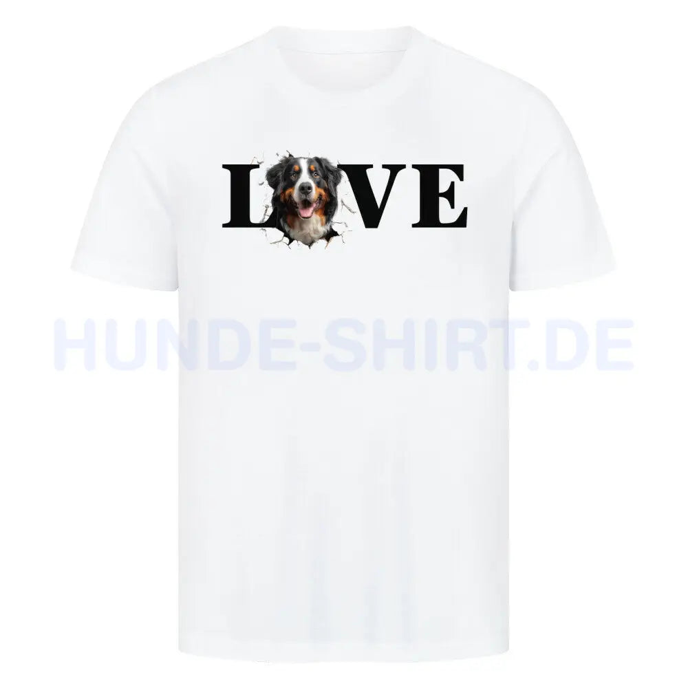 Premium T-Shirt "Berner Sennenhund LOVE" Weiß – hunde-shirt.de